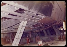 underneath boat under construction