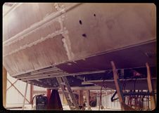 underneath boat under construction