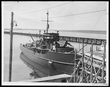 Starboard view looking aft BYMS 30 after launch. Barbour Boat Works, New Bern, NC