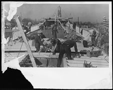 looking forward on deck of BYMS 29.  Barbour Boat Works, New Bern, NC