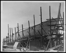 Starboard view of BYMS 42. Barbour Boat Works, New Bern, NC