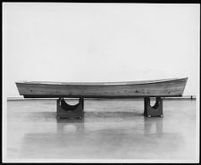 Small personal wooden motor boat