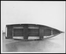 Small personal wooden motor boat