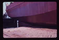launching 86' trawler, bow