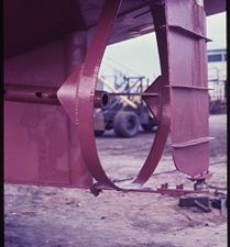 launching 86' trawler, port