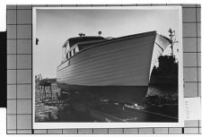 Starboard Bow view of unknown ship on dry dock
