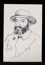 Pen and ink self-portrait of Randall Jarrell