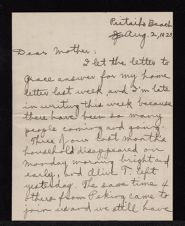 Letter from Venetia Cox to her mother