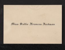 Name Card for Miss Sallie Frances Jackson