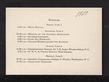 Commencement Program Card 1927