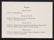 Commencement Program Card 1938