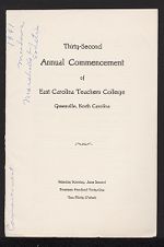 Program for the Thirty-Second Annual Commencement of East Carolina Teachers College