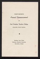 Program for the Thirty-Seventh Annual Commencement of East Carolina Teachers College