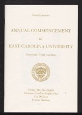 Program of the Seventy-Second Annual Commencement of East Carolina University