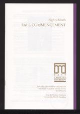 Program of the Eighty-Ninth Fall Commencement of East Carolina University