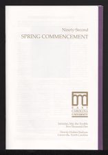 Program of the Ninety-Second Spring Commencement of East Carolina University