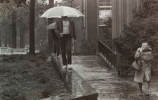 Rainy day in front of Joyner Library