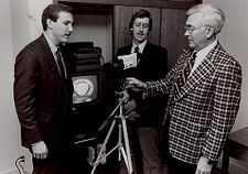 Jim Westmoreland and Others Looking at a Video Camera