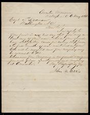 Letter from Governor John W. Ellis to Captain Thomas Sparrow