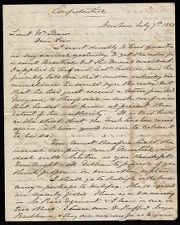 Letter from Captain Thomas Sparrow to Lieutenant William Shaw 