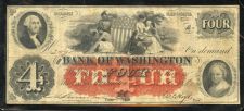 Bank of Washington, N.C. four dollar note