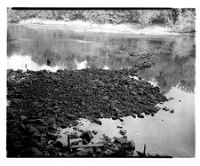 Remains of Civil War Confederate Camp Pool Neuse River Obstructions near Kinston, N.C.