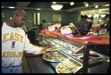 Student in dining hall