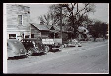 Street. Black and white photo. 