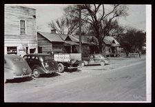 Street. Black and white photo.
