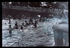 Swimming pool. Black and white photo. 