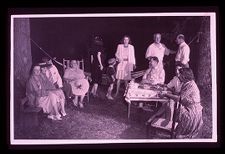 Group of women. Black and white photo. 