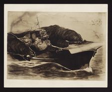Artist's rendition of SARATOGA under attack (undated)