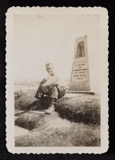 James L. White in front of Ernie Pyle Memorial