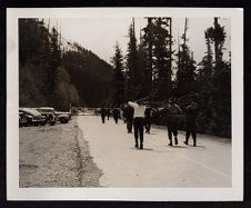 USS Saratoga ski party at Mt. Ranier (1945)