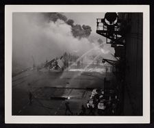 First hit (Kamikaze) on USS Saratoga during Battle of Iwo Jima (Feb 1945). 