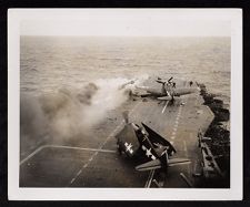 First hit (Kamikaze) on USS Saratoga during Battle of Iwo Jima (Feb 1945). 