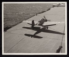 On USS Saratoga, Barrier crash of TBF-1, pilot Lt. F.S. Herriman, USNR. 