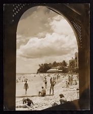 Waikiki Beach , Hawaii. creator: Fields, Milton P.