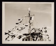 Navy crew working around ship