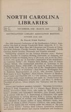 North Carolina Libraries, Vol. 5 & 6,  no. 4 & 1