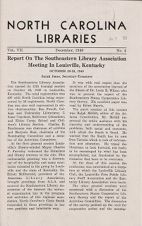 North Carolina Libraries, Vol. 7,  no. 4