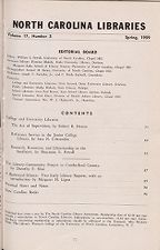 North Carolina Libraries, Vol. 17,  no. 3