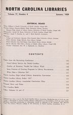 North Carolina Libraries, Vol. 17,  no. 4