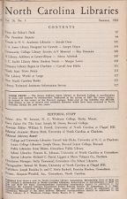 North Carolina Libraries, Vol. 26,  no. 3