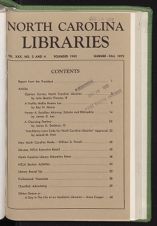 North Carolina Libraries, Vol. 30,  no. 3 & 4