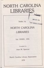 North Carolina Libraries, Vol. 34,  index