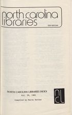 North Carolina Libraries, Vol. 39, Index