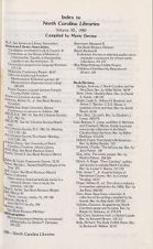 North Carolina Libraries, Vol. 40,  Index