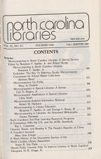 North Carolina Libraries, Vol. 40,  no. 3 & 4