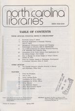 North Carolina Libraries, Vol. 47,  no. 1